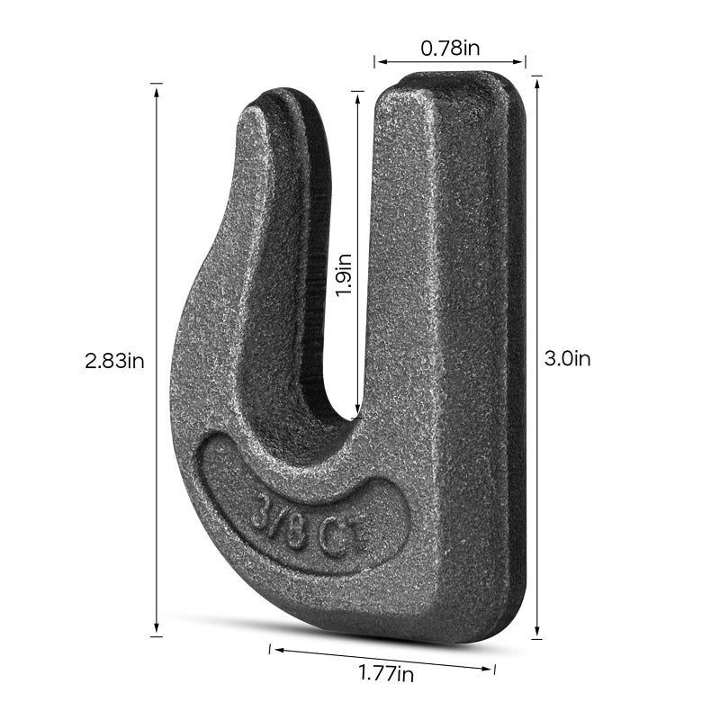 High-PQ 6Pack 3/8'' Weld-On Forged Clevis Grab Chain Hooks  Heavy Duty Forged Grade 70 Grade Utility Hook Weldable for Trailer Truck  Rigging  Car  SUV  RV  UTV  Tractors Loader Bucket-6600 LBS Capacity - Image 2